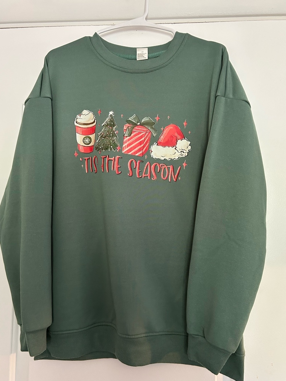 Source Unknown Dark Green Holiday Graphic Crewneck Sweatshirt